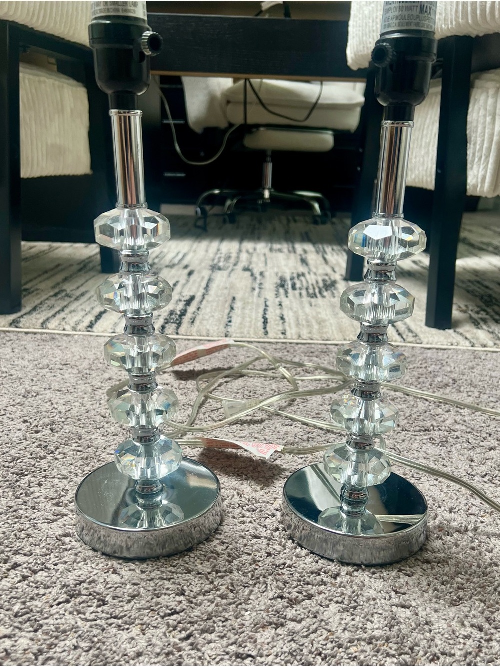 Crystal Accent Table Lamp Pair - Clear and Silver